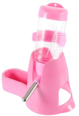 Milisten Hamster Water Feeder and 80ml Water Bottle Set Plastic Pink for Hamster Cage Use