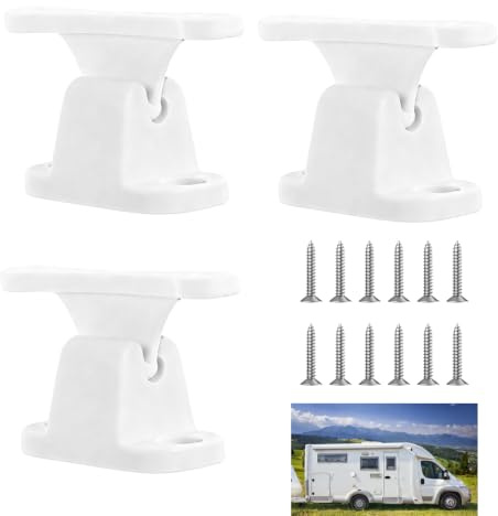3 Stück Türfeststeller für Wohnwagen, Türhalter Wohnmobil mit Schrauben, Türsicherung Türschnapper für Wohnwagen Wohnmobil Boot Caravan Schrank Schublade, Robustes Nylon Tür Halterung Zubehör