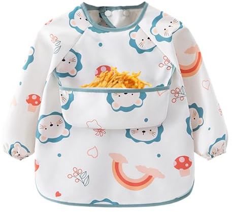 kdkskss Bavoir Etanche À Manchs Longue, Bebe Bavoirs Imperméable, Tablier Peinture Enfant, Tablier Bavoirs BebeTablier D'Alimentation De Jeu, Peinture, Bavoir Unisexe Pour Bébé De 6-36 Mois