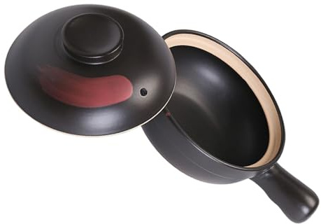 NUOBESTY Cazuela de Barro Antigua para Uso Doméstico Olla para Guisos de Cocina Cazuela de Barro para Cocinar Sopas y Guisos para Hornos y Fogones