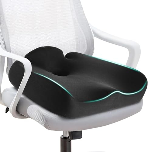 SKYNY Memory Foam Sitzkissen - Bürostuhl-Kissen für ganztägigen Komfort - Großes Sitzkissen für Autositz, Rollstuhl, Bürostuhl - Waschbarer Rutschfester Bezug