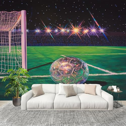 Papel Tapiz Fotográfico 250x175cm Campo De FúTbol Dream Rainbow 3D Murales Póster Moderna Fotomurales Multicolor Para Cuarto de Niño Salón Dormitorio Oficina Decorar