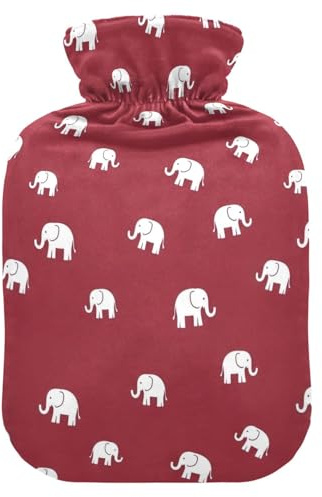 White Elephants Maroon Hot Water Bottles with Soft Cover Feet and Bed Warmer Hot Water Bag for Hot and Cold Compress Small