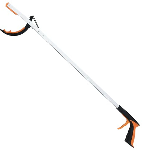 COSTWAY Grepptång Extra Lång 88 cm, Griptång för Seniorer, Soptång med Halkfri TPR-Klo, Aluminiumstång, Ergonomisk Greppare, Griphjälp Orange (1 Styck)