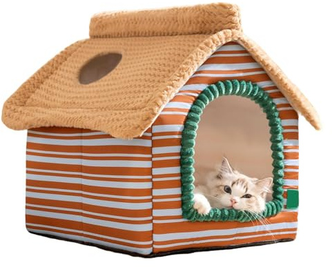 Kitten Bed - Plush Warm Sleeping Place For Cats With Top Window | Rabbits-Shaped Small Dog Cave For Kitten Puppy Winter Sleeping Home Decor Bedroom Living Room Balcony Dorm Apartment