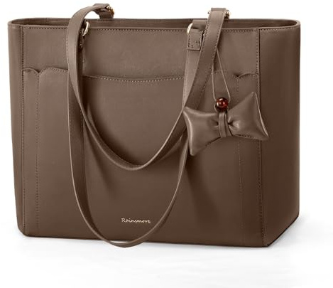 RAINSMORE Handtasche Damen Mit 14 Zoll Leicht Tote Bag Laptopfach | Shopper Tasche，Mit Mehreren Innenfächern zur Organisation, Abnehmbarer Schultergurt, Ideal für Beruf, Studium und Freizeit