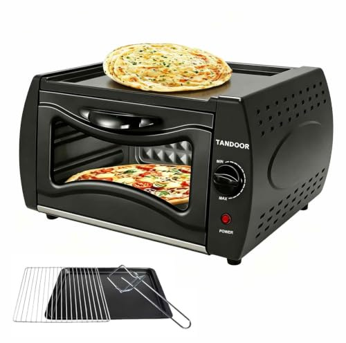Forno Elettrico Tandoor 15L 2100W da Banco per Pizza e Naan con Porta In Vetro, Controllo della Temperatura 50°C-400°c, per Casa e Asporto