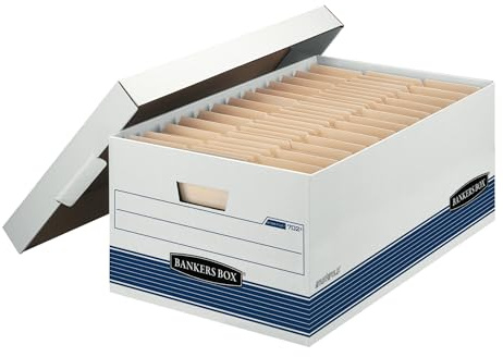 Bankers Box 12-Pack Medium Duty File Storage Boxes with Lids, FastFold Assembly, 24 Inch Legal, STOR, (00702)
