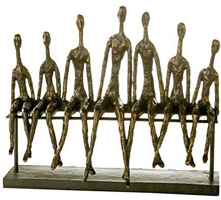 Casablanca Deko Skulptur Figur Community - Freunde - aus Poly - bronzefarben Schwarze Basis - Breite 40 cm - mit Zertifikat und Spruchanhänger