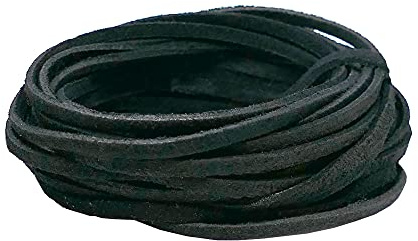 3mm Flat Real Leather Black 2 Metres, Suede Thong Cord String, Necklace/Bracelet