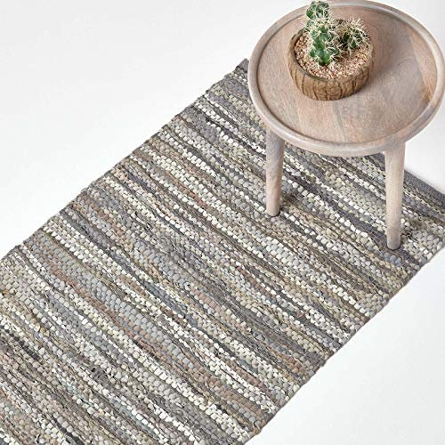 HOMESCAPES Denver Alfombra de piel 100% reciclada gris - 120 x 180 cm