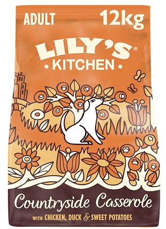 Lily's Kitchen Mit natürlichen Zutaten hergestelltTrockenfutter für ausgewachsene Hunde Huhn & EnteGetreidefreie Rezeptur 12kg Beutel