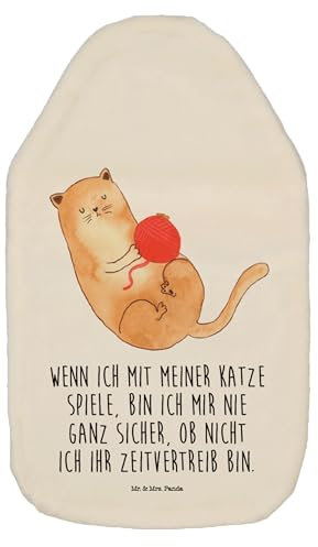 Mr. & Mrs. Panda Wärmflasche Katze Wolle - Geschenk, Wärmekissen, Wärmflaschenbezug, Katzenliebhaberprodukte, süß, verspielt, Kleine Wärmflasche,