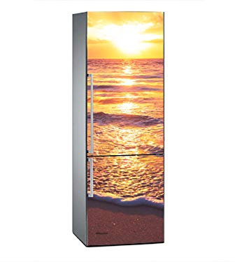 Oedim Vinilo para Frigorífico Atardecer en la Orilla 185x60cm | Adhesivo Resistente y Económico | Pegatina Adhesiva Decorativa de Diseño Elegante