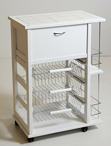 Carrello portafrutta Vesuvio con Portapane bottigliera (Bianco)