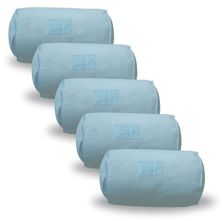 Hoesh UK Sky Blue Double Duvet Storage Bag (Pack of 5) - Breathable Cotton Under Bed Blanket, Comforter & Quilt Holder Organizer - Zippered Underbed Duvet Holder for Bedding