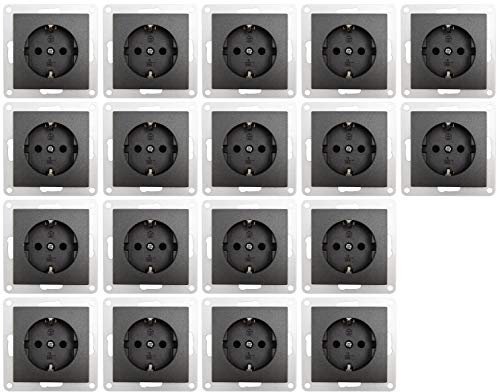 MC POWER - 18er Pack Steckdosen | FLAIR | Schutzkontaktsteckdosen anthrazit, matt