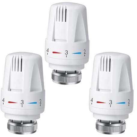 Swetup Trv Thermostatic Radiator Valve, Thermostatic Valves Head Only, Radiator Thermostat Head M30 x 1.5, Standard Radiator Valves Replacement Head for Home Office, White, 3PCS