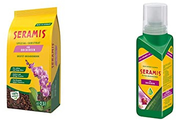 Seramis Vitalnahrung für Orchideen, 200 ml & Spezial-Substrat für Orchideen, 2,5 l – Orchideensubstrat mit Tongranulat und Pinienrinde zur idealen Sauerstoff- und Nährstoffversorgung,Gelb