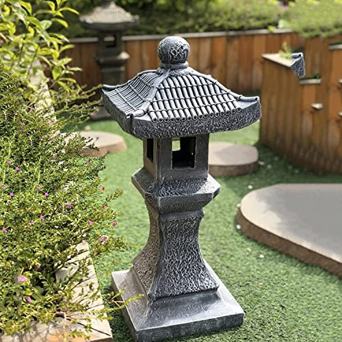 LSHAOBO Große Leuchtturm-Landschaftslicht-Gartenlaterne im Zen-Stil, dekoratives Polyesterharz-Design