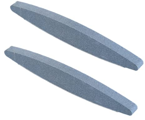 Paquete de 2 piedras de afilar de grano 150 piedra de afilar ovalada para afilar cuchillos, afilador de cuchillos, piedra de jardín herramienta de piedra para acampar al aire libre, jardín, cocina