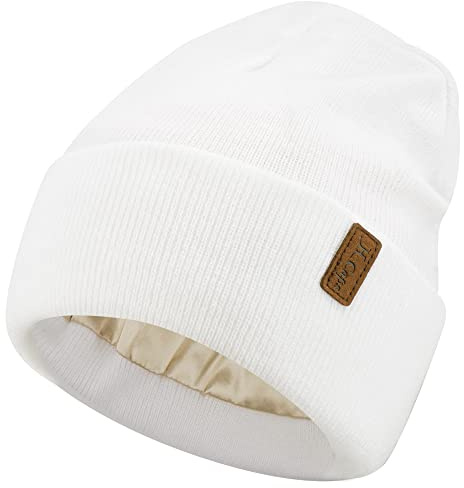 Bequemer Laden Donna Invernale Raso Foderato Berretto Cappello Termici Maglia Cappelli Berretti con Fodera in Satin Sintetico per Moto Bici Sci