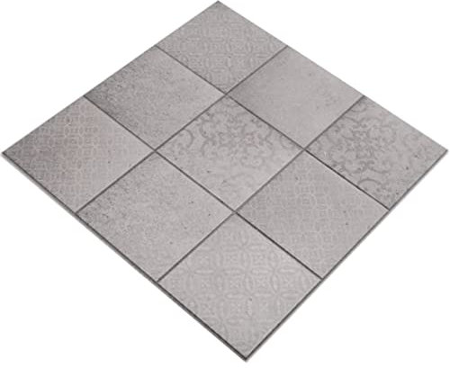 Mosaik Selbstklebend grau Shabby Chic Optik Vinyl matt Quadrat Wand Küche Bad