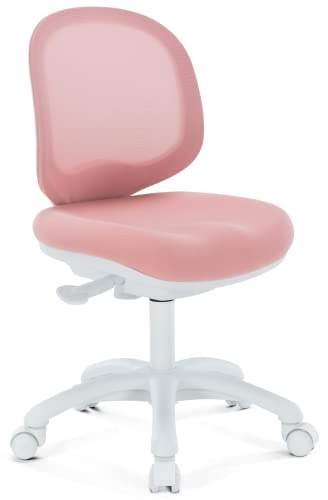 QualiSky Kids Desk Chair, Boy's Girl's Child Children Study Office Computer Chair, Ergonomic Design, Adjustable Height and Seat Depth (Peach Pink)