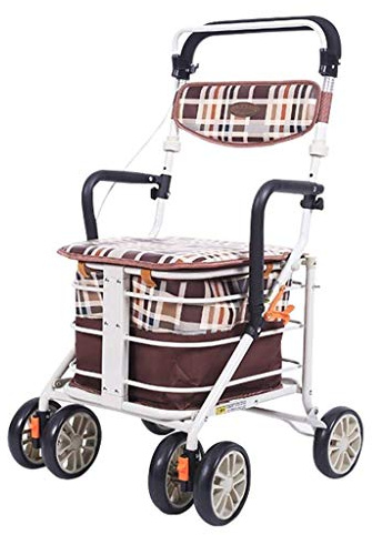 4 hjul Walking Rollator Fällbar Rörlighet Gåhjälp Höjdjusterbar sits Aluminium Dubbel komfort
