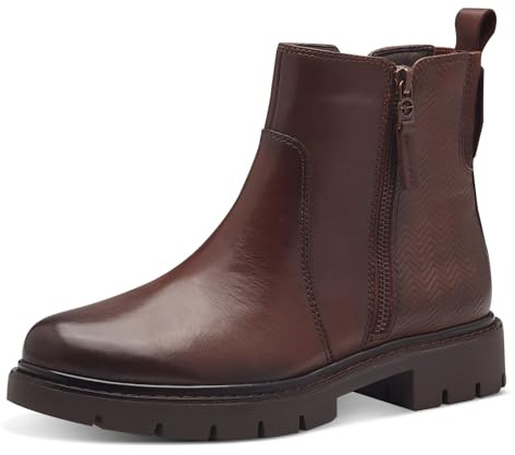 Tamaris Comfort bottines femme sans talon avec fermeture éclair automne, Chestnut, 38 EU
