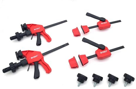 Taytools 12-Piece MFT Table Clamp Kit - Red - Fits 20mm Dog Holes - Includes Horizontal & Vertical Clamps, Bench Dogs & Locking Knobs