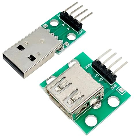 PENGLIN 5PCS USB2.0 Stecker und 5PCS Buchse auf DIP Adapter | 2.54mm Teilung,USB 2.0 Typ A Stecker und Buchse zu DIP Konverter Breakout Board mit 4 Pins