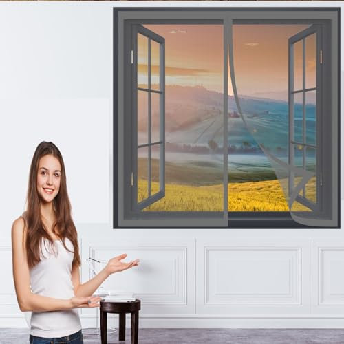Insektenschutztür Fliegenschutz 90 x 200 cm Fliegengitter für Fenster in Verschiedenen Größen Auswählbar Fenster-Fliegengitter für Alle Fenster Bis, Grau