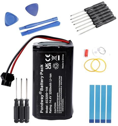 PONDWAY Batería de repuesto de 3200 mAh, 14,4 V, compatible con Ecovacs Deebot 600/605/N79/N79S/DN622 para Bagotte BG600 BG600 Max BG700 para LEFANT M201/M520/T700 robot aspirador batería de iones de | Batería de repuesto para Bagotte BG600 BG600 Max BG700, LEFANT M201/M520/T700 + herramienta de reparación