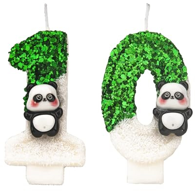 DTXLX Vela Número 10 Panda Cumpleaños | Vela numérica con diseño de panda para tartas. Ideal para fiestas y celebraciones infantiles de cumpleaños.
