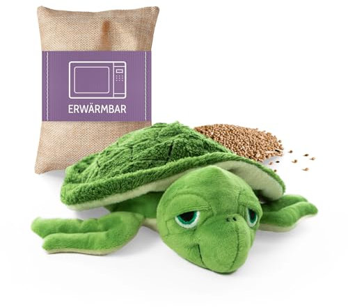 Habibi Midi Wärmekissen – Wasserschildkröte Schlummer Kuscheltier f. Babys und Kinder - Hirsefüllung, zum Erwärmen in der Mikrowelle, beruhigendes Kuschelkissen Wärme und Wohlbefinden (Schildkröte)