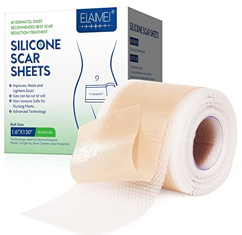 Silikonpflaster für Narben - Silicone Scar Tape, Professionelle Entfernung Neuer Alter Narben durch Kaiserschnitt, Chirurgie, Verbrennung, Keloid, Akne, etc. (4 x 330 CM Rolle)