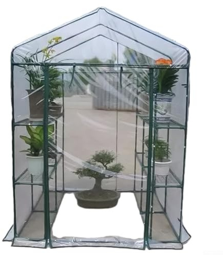 Cubierta de invernadero de repuesto para exteriores, cubierta de PVC transparente para 4 niveles, 143 x 143 x 195 cm, impermeable, cubierta de plantas para plantas de jardín, casa de flores (PVC)