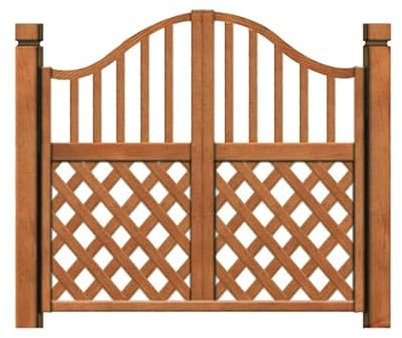 Holz-Lattenzaun-Tor-Set für Innenhof und Garten, doppelte Öffnung, Teakholzfarbe, einfache Installation für Wohn-, Außen-, Terrasse und Eingangsbereich, Braun