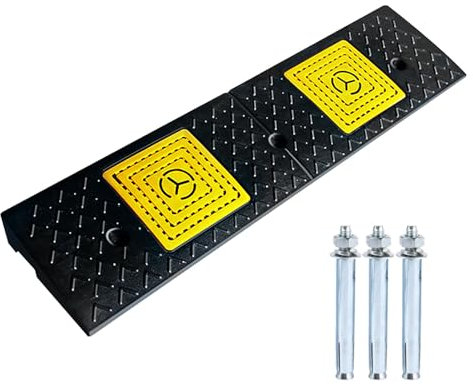 Gummi-Schwellenrampe für Auto, Fahrzeug, Auffahrt, 9 cm Höhe, Bordsteinrampe, für Garage, Gehweg, Fahrrad, Motorrad, LKW, 1 Stück