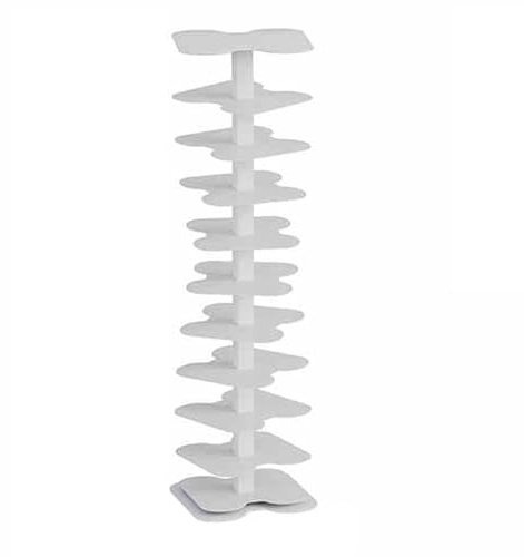 HARELA Metall Bücherregal Drehbar Bodenstehendes, Bücherturm Bücherschrank Standregal, Unsichtbare Bücherregale Dekoregal Lagerregal, Für Wohnzimmer, Schlafzimmer(White-10 Tier)