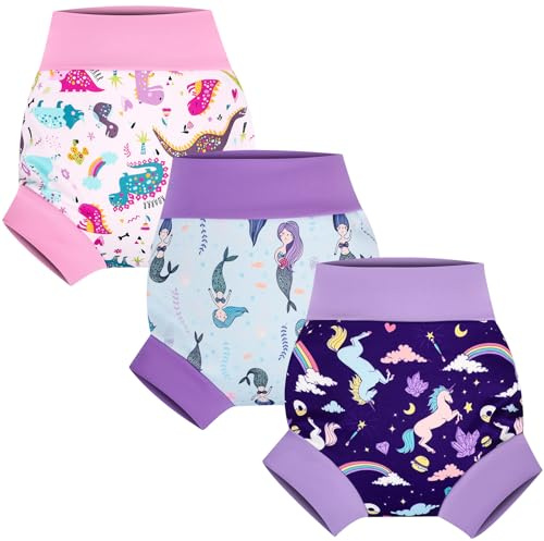 FLYISH DIRECT Babysimblöja, återanvändbar simblöja för spädbarn och småbarn, 3-pack för pojkar och flickor
