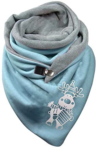 rtdgcv Damen Retro Print Böhmischer Schal Schal Dreiecksschal Winter Warmer Kurzer Schal Kopftuch Kinder Schal Mädchen 10 Jahre (Blue, One Size)