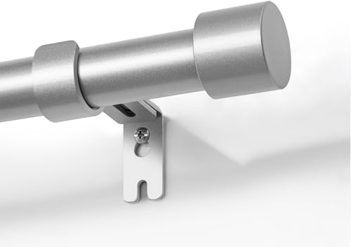 Joydeco Einstellbare Silber Gardinenstange Set 76cm-236cm Dekorative Vorhangstange mit Aluminium Endkappe für Duschraum Schlafzimmer Wohnzimmer