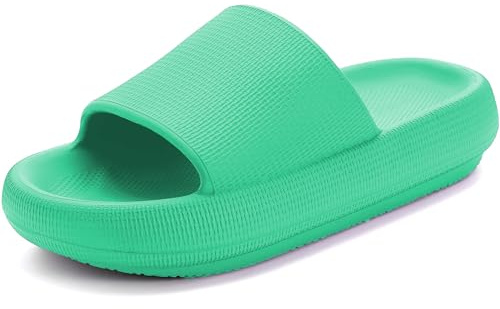 Misolin Womens Slipper Tofflor damer Sommar Strandsandaler Halkfria och Lätta Duschskor Med öppen tå Stötdämpande och extra tjocka Anti-Skid Sula Slides,Grön 37/38 EU