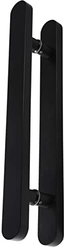 Set di maniglie per porta in vetro e legno massello, stile rustico, nero, per sauna, interni/esterni, maniglia a spinta scorrevole su entrambi i lati, 40 cm