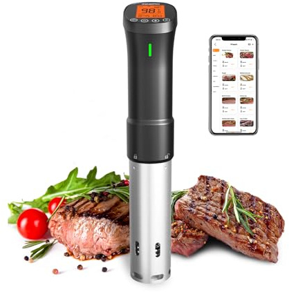 2.4G WIFI Sous Vide Cooker INKBIRD Sous Vide Machine with APP Control, 1000 Watts Immersion Circulator with APP Recipes Timer Alarm Mobile Notification, 3D Water Fast Heating Ultra-Quiet