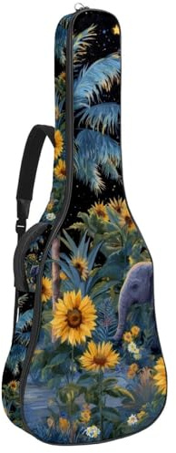Akustikgitarre Tasche 1cm Dicke Polsterung, Wasserdicht Oxford Tuch Gitarrentasche Rucksack für 40-42 Zoll E-Bass Klassische Gitarren, Elegante Gold Libelle Kunst mit Linie, Multicolor 08