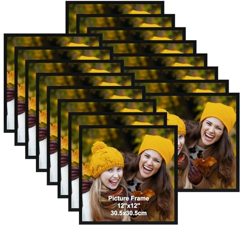 Ditwis Cadre Photo 30x30 Noir sans Carton, Lot de 16, Cadres 20x20 avec Carton, pour Chambre et Salon, Utilisation Murale ou sur Table