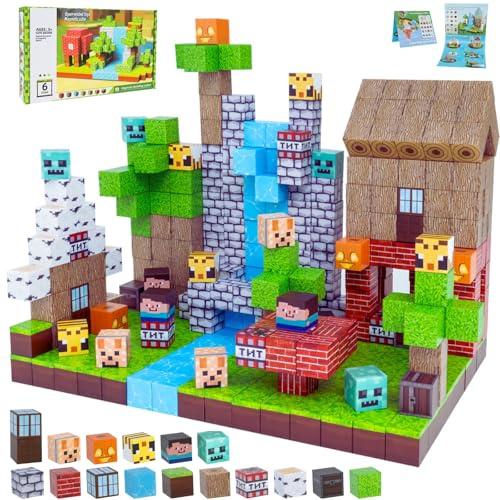 TSKDKIT Magnetische Bausteine, 100 Stück Magnetblöcke, Magnetbausteine Magnetspielzeug für Kinder, Montessori Kreative Spielzeug ab 3 4 5 6 7 Jahren für Jungen & Mädchen